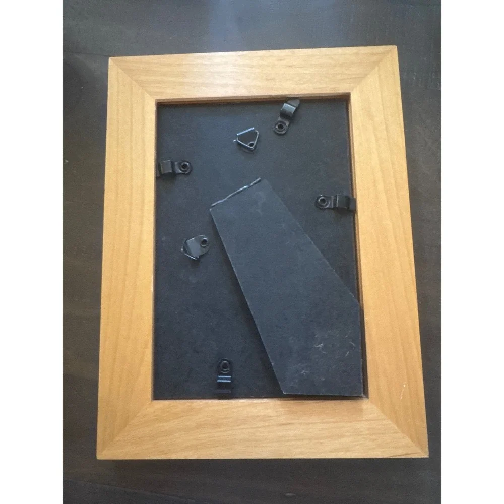 Vintage Wood Inlay Picture Frame Black Tan Geometric Marquetry 4x6 Tabletop Wall